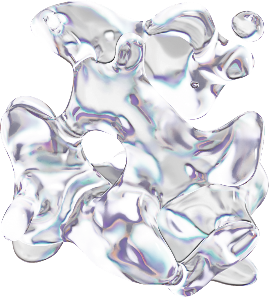 Abstract reflective liquid-metal sculpture inspired by the original Canva artwork